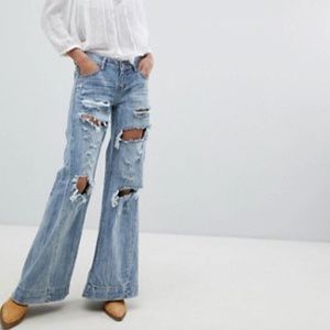 One teaspoon ripped flare jeans